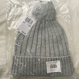 NWT Pom-pom beanie knit hat in gray